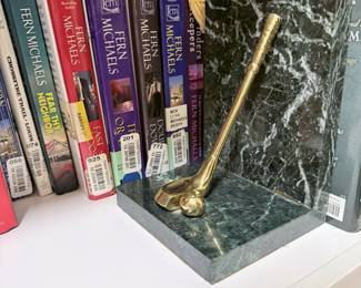 Green marble bookends