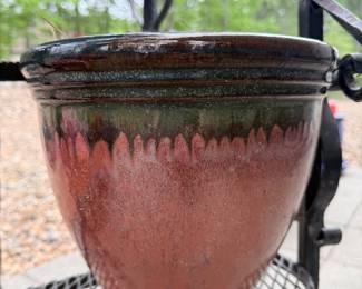 glazed garden pot