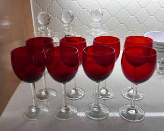 Red wine glasses