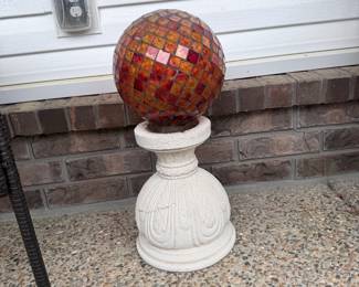 several art glass garden balls