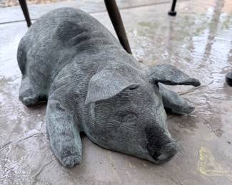 cast metal garden pig