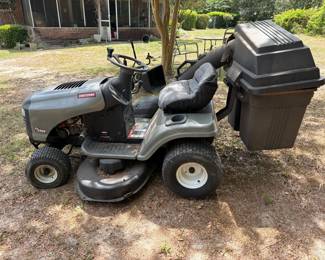 ***Available For Presale*** Craftsman Mower, cranks with the jump box, crack in the top of the gas tank and one front tire may need a tube. $350.00