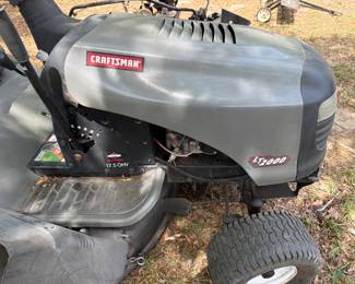 ***Available For Presale*** Craftsman Mower, cranks with the jump box, crack in the top of the gas tank and one front tire may need a tube. $350.00