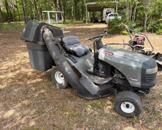 ***Available For Presale*** Craftsman Mower, cranks with the jump box, crack in the top of the gas tank and one front tire may need a tube. $350.00