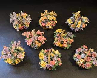 Lena Liu Basket Bouquets Floral Music Box Collection Set of 8 Miniatures