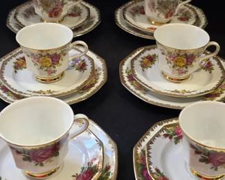 Set of Six Hutschenreuther Medley Tea Cup Saucer Trios