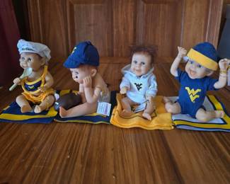 WVU 1 Fan Baby Dolls by AshtonDrake Set of Four