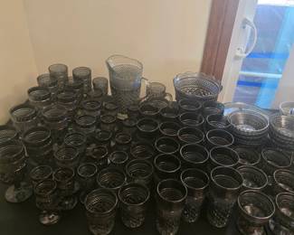 Anchor Hawking Tiara - Black/ Smoked Glassware over 70 pieces. Great for Goth Decor!