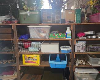 A crafters treasure trove throughout the basement