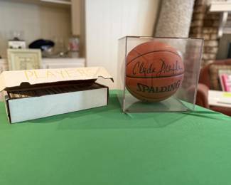 Baseball Cards and Clyde Drexler Signed Basketball