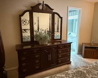 Solid wood, dresser and mirror