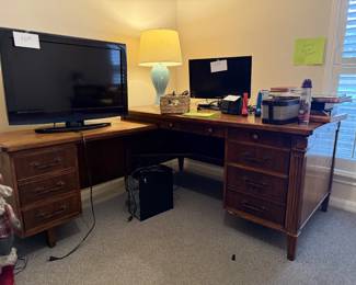 Solid Wood Desk and Credenza