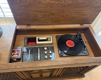 Home Stereo with 8 Track Player, Record Player, and AM/FM Radio