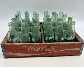Vintage Coca-Cola Crate & Green Bottles