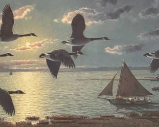 "Moonlight Flight", signed, numbered and framed John Morton Barber print