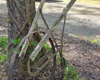 Antique plow used for outdoor decor