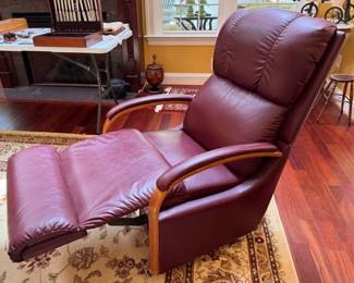 Leather La-Z=Boy recliner with wood accents