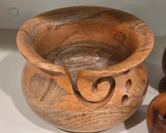 Fash O' Knit hand crafted wood yarn bowl