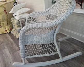 Vintage white wicker rocker