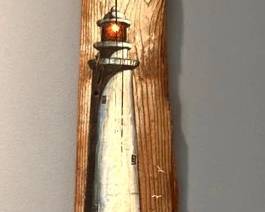Lighthouse painted on wood