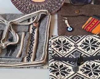 Crafted handbags of wool and other textiles