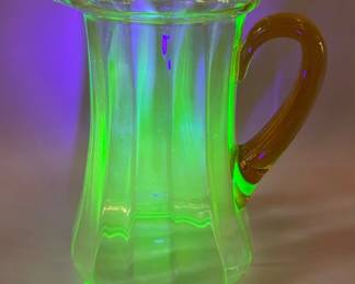 Uranium glass ice tea pitcher