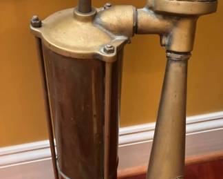 Antique Swedish Tylon hand-pumped brass fog horn