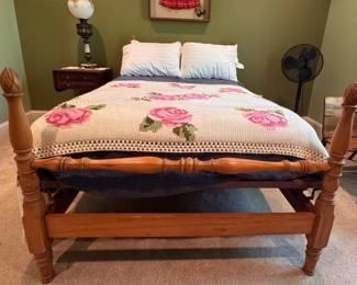 Maple double bed with a metal spring box board
