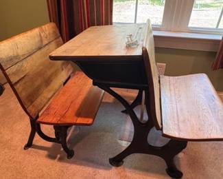 Vintage child's desk and bench