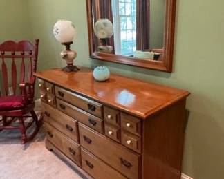 Maple dresser and mirror by Hungerford