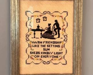 Framed vintage cross stitch