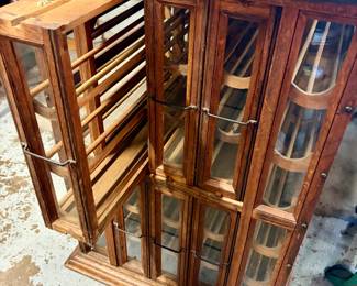 Antique Ribbon Spool display used as a wine rack