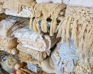 Tons of lace, doilies, crochet