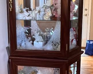 LIGHTED CURIO CABINET WITH ETCHED GLASS