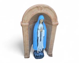 This is a Betach Home Blessed Mother Grotto and Statue, a 36-inch, one-piece garden statue