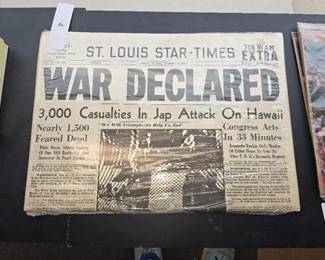 St. Louis Star -Times Dec 8 1941 War Declared