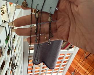 Dark Metal Teardrop Dangle Earrings and Delicate Pendant Necklaces