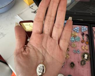 $25 - Personalized Engraved Floral Oval Locket Necklace on Fine Link Chain