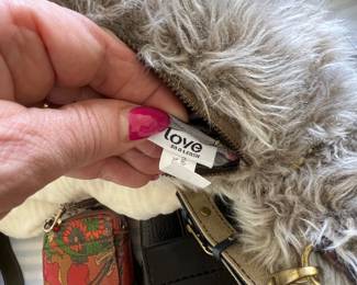 stuffed dog shoulder bag