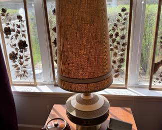 Mid-Century Ceramic Table Lamp with Extra Tall Textured Shade