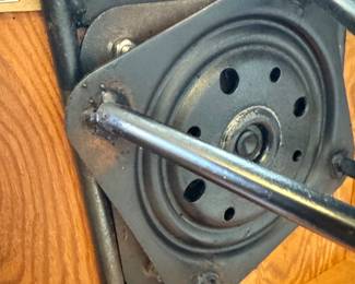 $225, Mid Century Modern Swivel Bar Stool White Vinyl Seat Black Metal Atomic Base Vintage Style Chair