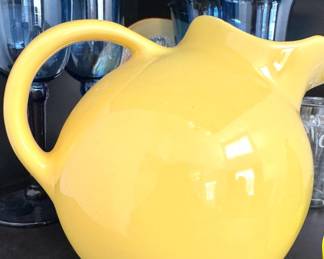 $55, Hall China Yellow Pitcher Vintage Style Ceramic Water Jug USA Pottery Serving Pitcher