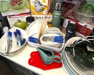 Mixed Kitchenware Lot with Stanley Thermos and Cathrineholm Pot