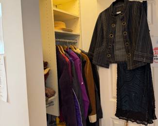 Women's Dark Denim Grommet Jacket and Burnout Swirl Midi Skirt