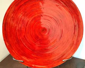 Large Red Lacquered Spun Decorative Charger Platter