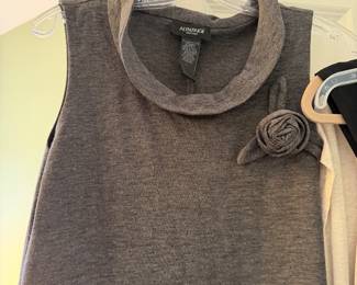$15 - Notations Petite Gray Sleeveless Knit Top with Cowl Neck & Rosette