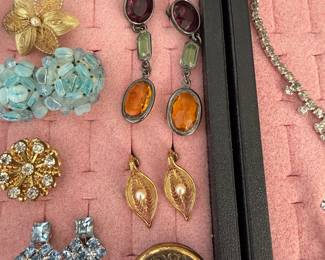 $25 - Collection of Mid-Century Costume Jewelry Brooches and Earrings