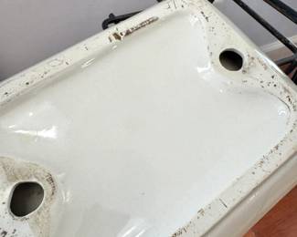 $150, Mid Century Modern Tile Top Magazine Rack Side Table Atomic Metal Wire Stand Retro Decor