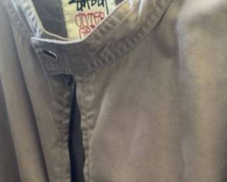 $45 - Khaki Cotton Twill Stand Collar Jacket by Stussy Outer Gear