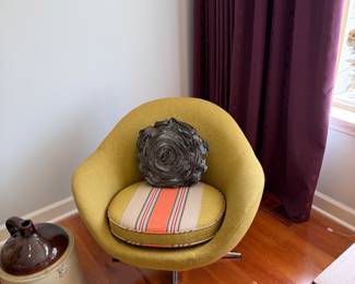 Overman (Style) Mustard Fabric Swivel Pod Lounge Chair